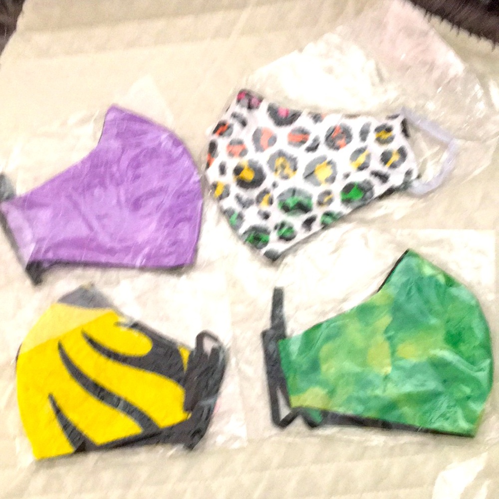 Washable cotton Face Mask Pack - Purple, Yellow, Green, Leopard